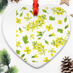 Yellow Flowers Heart Ornament (two Sides) by designsbymallika