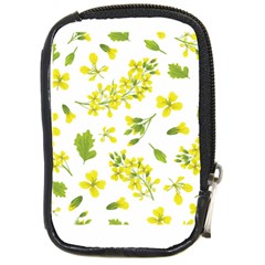 Yellow Flowers Compact Camera Leather Case by designsbymallika