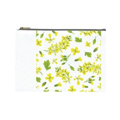 Yellow Flowers Cosmetic Bag (large) by designsbymallika