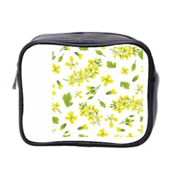 Yellow Flowers Mini Toiletries Bag (two Sides) by designsbymallika