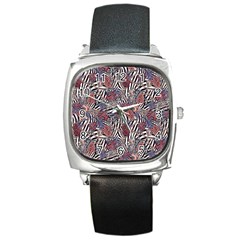 Zebra Chain Pattern Square Metal Watch by designsbymallika