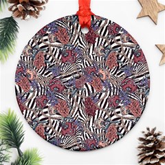 Zebra Chain Pattern Round Ornament (two Sides) by designsbymallika