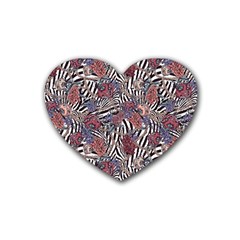 Zebra Chain Pattern Rubber Coaster (heart)  by designsbymallika