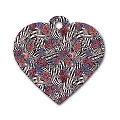 Zebra Chain Pattern Dog Tag Heart (one Side) by designsbymallika