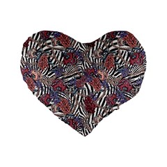 Zebra Chain Pattern Standard 16  Premium Heart Shape Cushions by designsbymallika