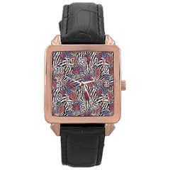 Zebra Chain Pattern Rose Gold Leather Watch  by designsbymallika