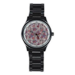 Zebra Chain Pattern Stainless Steel Round Watch by designsbymallika