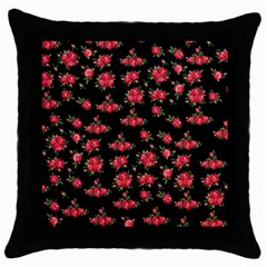 Red Roses Throw Pillow Case (black) by designsbymallika