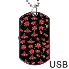 Red Roses Dog Tag Usb Flash (two Sides) by designsbymallika