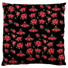 Red Roses Large Flano Cushion Case (two Sides) by designsbymallika