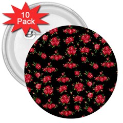 Red Roses 3  Buttons (10 Pack)  by designsbymallika