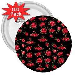 Red Roses 3  Buttons (100 Pack)  by designsbymallika