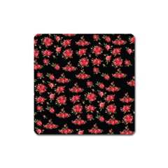 Red Roses Square Magnet by designsbymallika