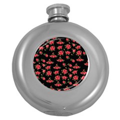 Red Roses Round Hip Flask (5 Oz) by designsbymallika