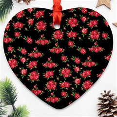 Red Roses Heart Ornament (two Sides) by designsbymallika