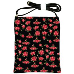 Red Roses Shoulder Sling Bag by designsbymallika