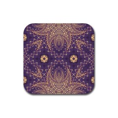 Gold And Purple Rubber Coaster (square)  by Dazzleway