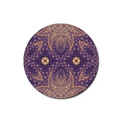 Gold And Purple Rubber Coaster (round)  by Dazzleway