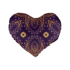 Gold And Purple Standard 16  Premium Heart Shape Cushions by Dazzleway