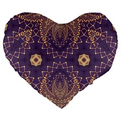 Gold And Purple Large 19  Premium Heart Shape Cushions by Dazzleway