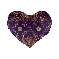 Gold And Purple Standard 16  Premium Flano Heart Shape Cushions by Dazzleway