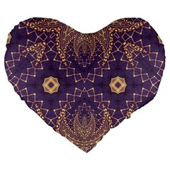 Gold And Purple Large 19  Premium Flano Heart Shape Cushions by Dazzleway