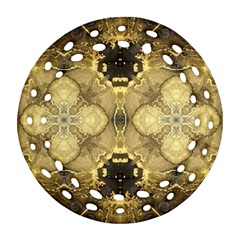 Black And Gold Ornament (round Filigree) by Dazzleway