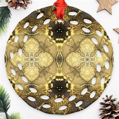 Black And Gold Round Filigree Ornament (two Sides) by Dazzleway