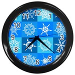 Snowflakes Wall Clock (Black) Front