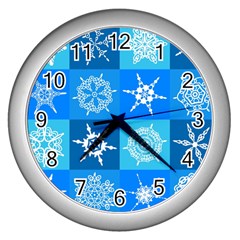 Snowflakes Wall Clock (silver) by Sobalvarro