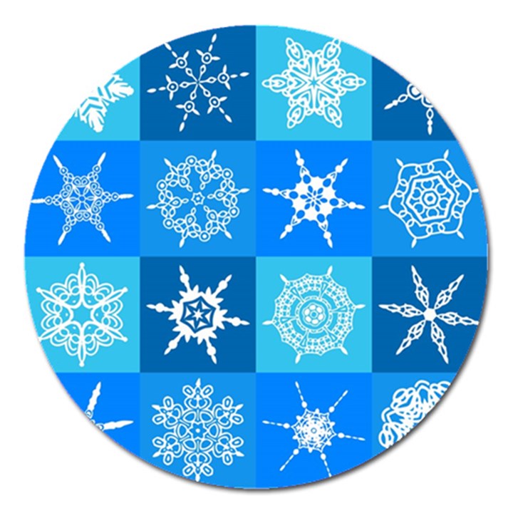 Snowflakes Magnet 5  (Round)