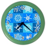 Snowflakes Color Wall Clock Front