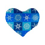 Snowflakes Standard 16  Premium Flano Heart Shape Cushions Front