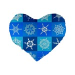 Snowflakes Standard 16  Premium Flano Heart Shape Cushions Back