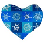 Snowflakes Large 19  Premium Flano Heart Shape Cushions Front