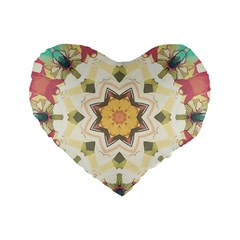 Cute Kaleidoscope Standard 16  Premium Flano Heart Shape Cushions by Dazzleway