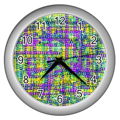 Mosaic Tapestry Wall Clock (silver) by essentialimage