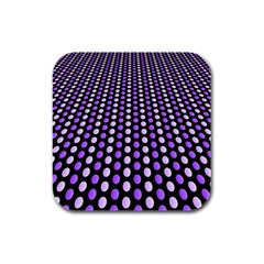 Purple And Pink Dots Pattern, Black Background Rubber Square Coaster (4 Pack)  by Casemiro