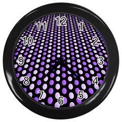 Purple And Pink Dots Pattern, Black Background Wall Clock (black) by Casemiro