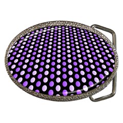 Purple And Pink Dots Pattern, Black Background Belt Buckles by Casemiro