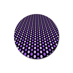 Purple And Pink Dots Pattern, Black Background Rubber Round Coaster (4 Pack)  by Casemiro