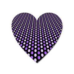 Purple And Pink Dots Pattern, Black Background Heart Magnet by Casemiro