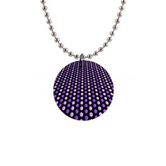 Purple And Pink Dots Pattern, Black Background 1  Button Necklace