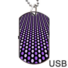 Purple And Pink Dots Pattern, Black Background Dog Tag Usb Flash (two Sides) by Casemiro