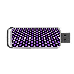 Purple And Pink Dots Pattern, Black Background Portable Usb Flash (one Side) by Casemiro