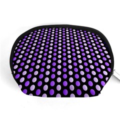 Purple And Pink Dots Pattern, Black Background Accessory Pouch (medium)