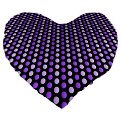 Purple And Pink Dots Pattern, Black Background Large 19  Premium Flano Heart Shape Cushions by Casemiro