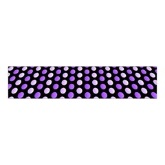 Purple And Pink Dots Pattern, Black Background Velvet Scrunchie by Casemiro