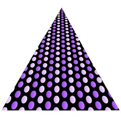 Purple And Pink Dots Pattern, Black Background Wooden Puzzle Triangle by Casemiro