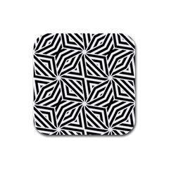 Black And White Abstract Lines, Geometric Pattern Rubber Square Coaster (4 Pack)  by Casemiro